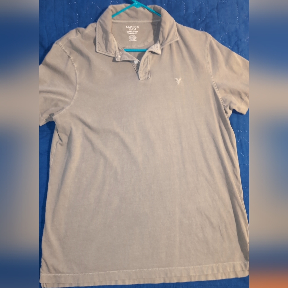 American Eagle dark green super soft polo